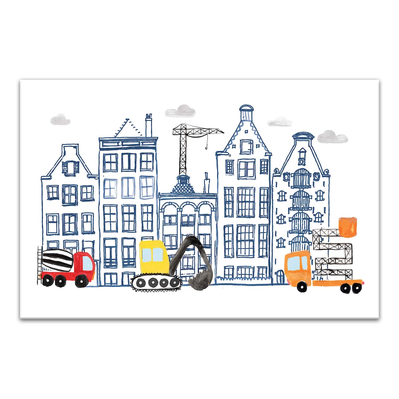 Juvie Doodle Buildings 12" x 18" Canvas Wall Art